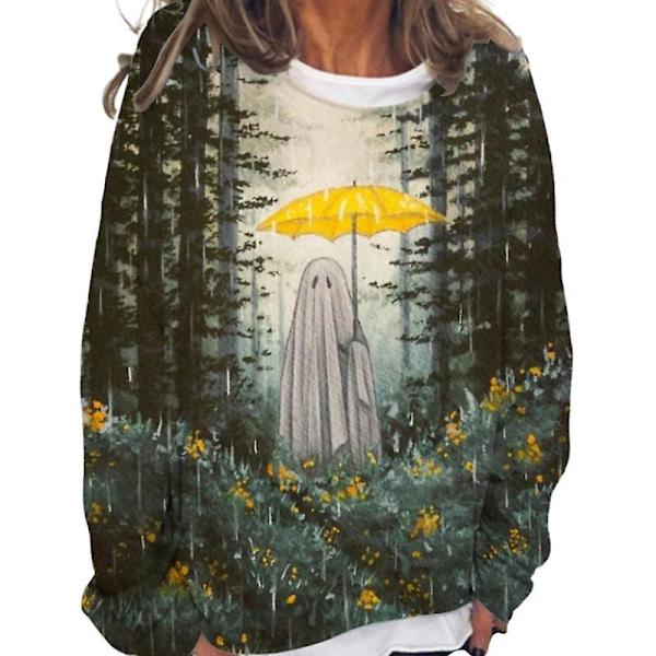 Ghost Sweatshirt Kvinner Halloween gresskarskjorter Morsom nyhet Grafiske T-skjorter Langermede høstskjorter style 6 4XL