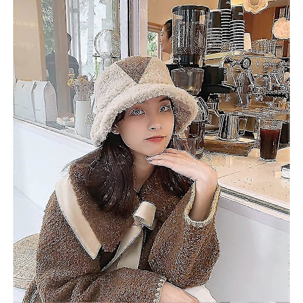 2023 - Furry Bucket Hat Fluffy Vinter Varmere Fiskerhat Til Kvinder (ShiKai)