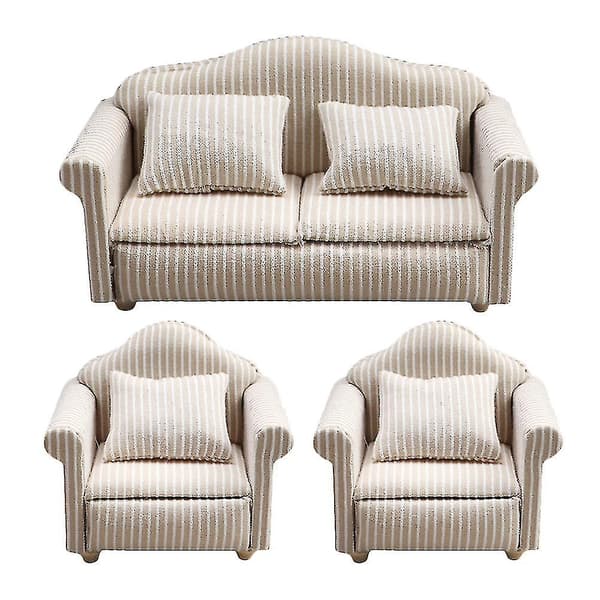 3 stk. Sofa Miniature Sofa Model Dukkehuss Møbler Sofa Miniature Sofa Model Miniature Sofa Pude