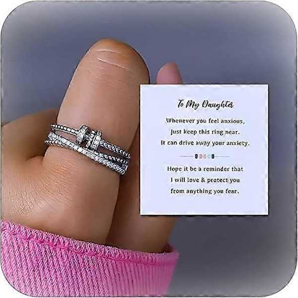 Long tiantian Till Min Dotter Gåvor från Mamma Fidget Ringar för Ångest Kvinnor Silver Ångest Multi-lager Spinner Ringar