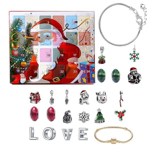 Kaffe 2022 Väggkalender Julnedräkning Adventskalender 2023 Med Mode DIY Armband Halsband Berlocker Smycken Advent