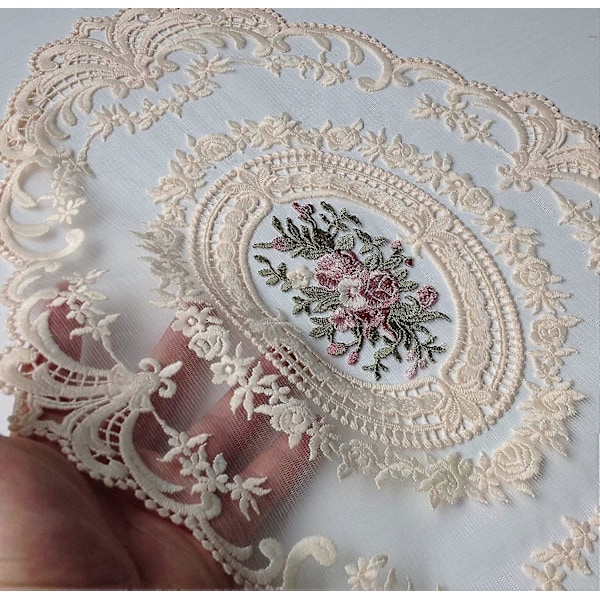 2-pack Retro Spets Placemats, Franska Virkade Dukar, Handgjorda Broderade Bordsunderlägg, 30x40 cm Beige Bordstabletter Koppunderlägg