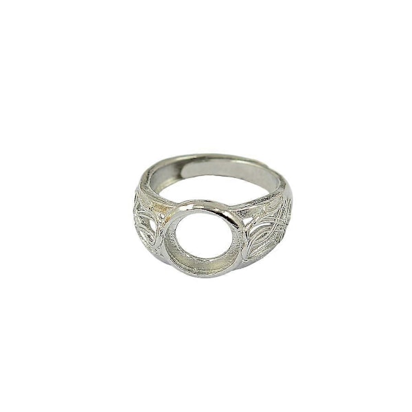 Sølv 10mm Rund Bezel Pad Justerbar Klo Ring Emne Baser Innfatning