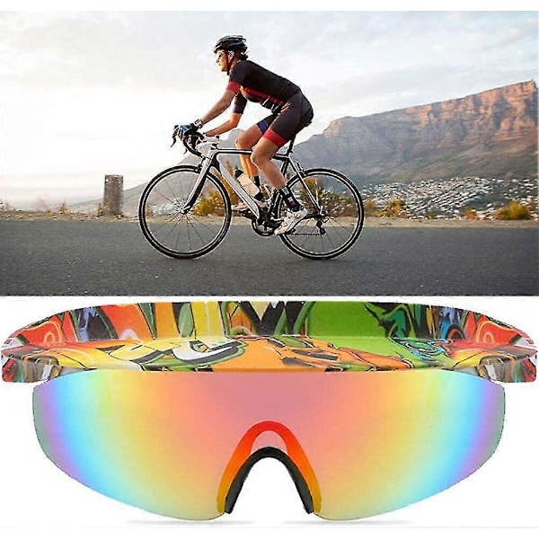 Cyklingglasögon, Solglasögon med Visir i Ett Stycke och Skärm, Stora Utomhussolglasögon, Polariserade Sportglasögon
