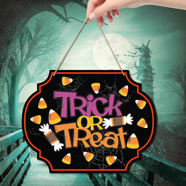 Hus Treskilt Halloween-tema Hengende Ornamenter for Hjem Tre Festdekor