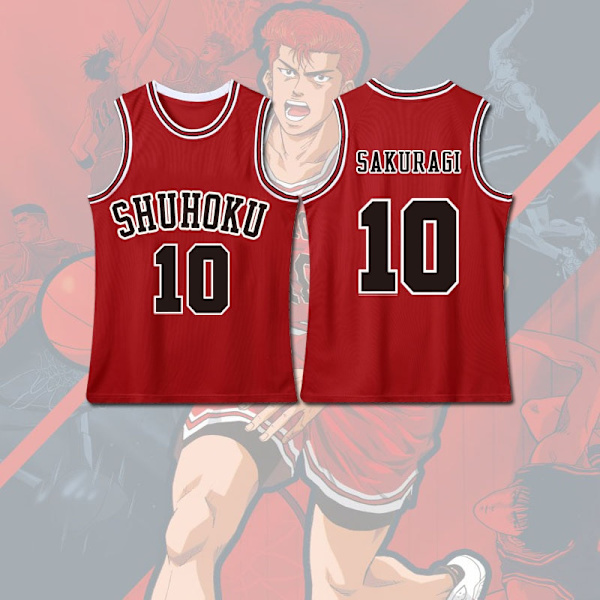 Anime Sakuragi Hanamichi Cosplay Slam Dunk Jersey Shohoku School Basketball Team Uniform Sportswear Kaede Rukawa Cosplay Costume Yellow XXL