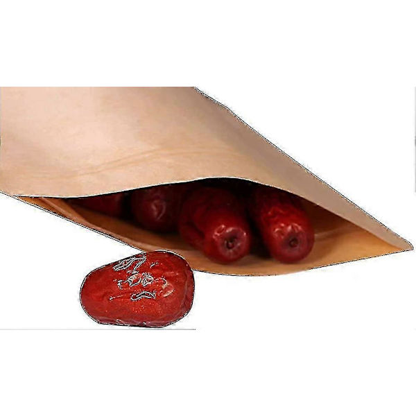 Pakke Acsergery med 20 Kraftpapir Stå Opp Pose Gjenbrukbare Ziplock Grip Seal Poser Mat Gave