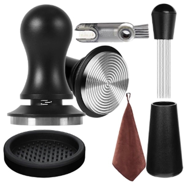 6 STK Espresso Tilbehør Kaffe Espresso Tamper Sæt med Espresso Tamper, WDT Værktøj, Kaffeomrører,