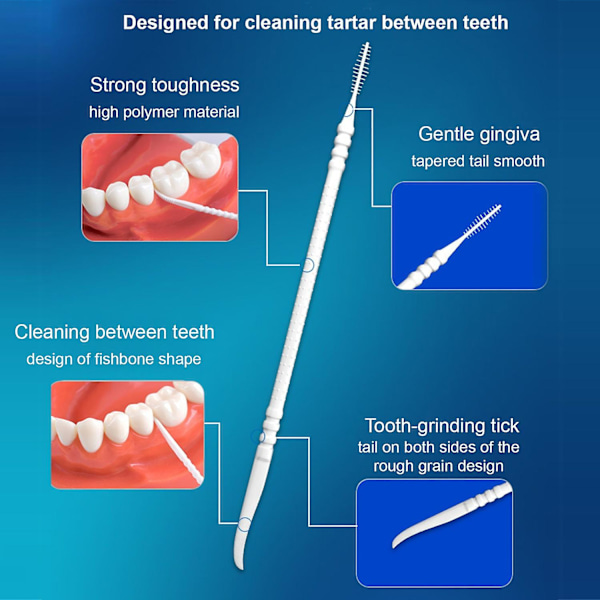 300 st Tandpetare 2-I-1 Tandtrådsbyglar Hög Tålighet Interdentalborste Tandsticka Tungskrapa