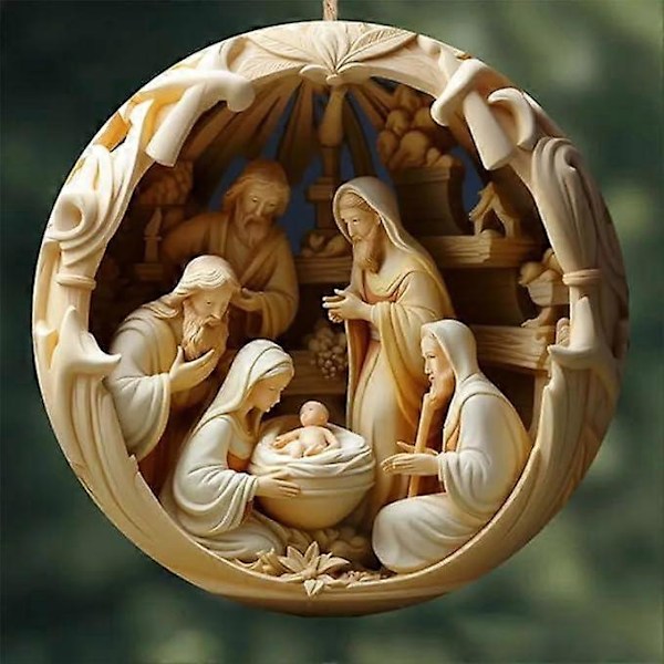3 st Julkrubba Ornament Jul, Julkrubba Hänge för Julgran Jesu Födelse Kristen Dekor Religiös Gåva för Kristen