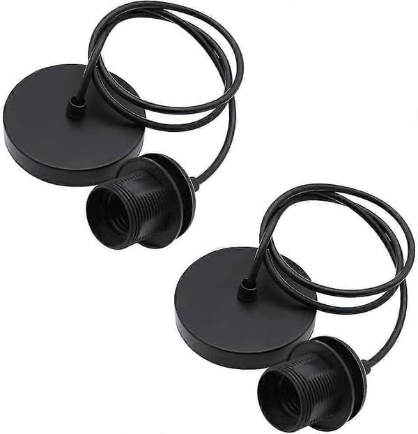 2 Stk. E27 Sort Krom Lampe Loftroset Lysarmatur - YYA