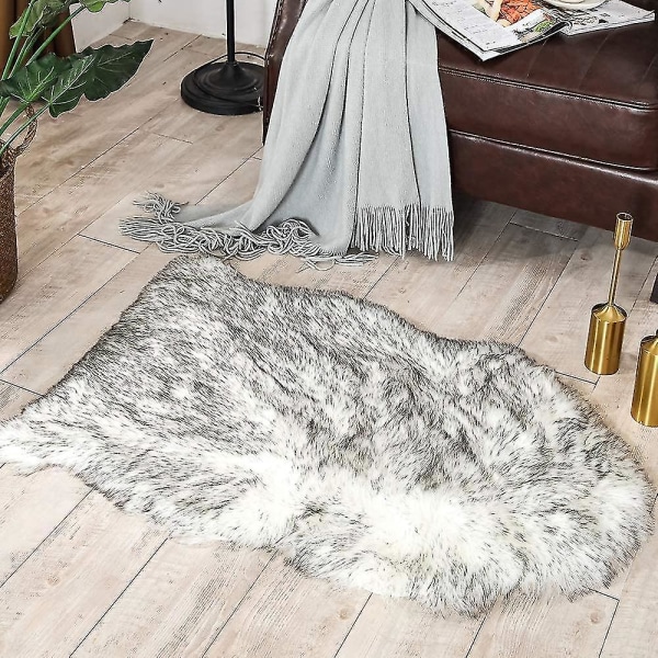 Tflycqluxury Pehmeä tekonahkainen cover istuintyyny Pehmo turkisalueen matot makuuhuoneeseen, 2ft x 3ft, valkoinen