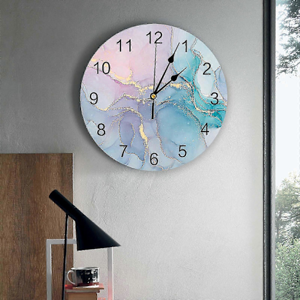 Marmor Turkos Rosa Väggklocka Modern Design Vardagsrum Dekoration Köksklocka Tyst Väggklocka Heminredning