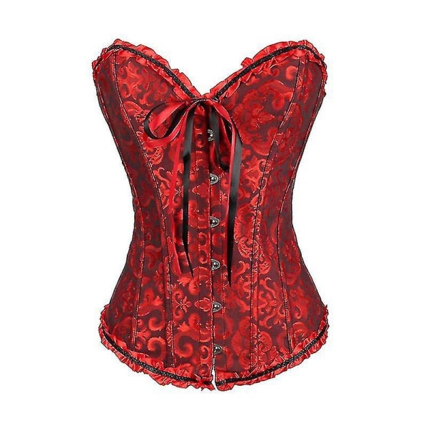 Tflycq Tube Top Jacquard Gothic Palace Korset Vest Shapewear Korset Black*Red XXXL