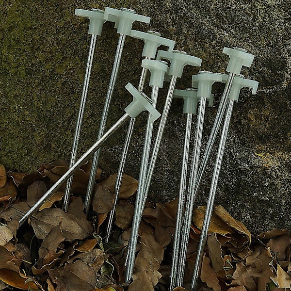 8 stk Pakke 20cm Teltplugger Telt Bardun Faste Stålspiker Utendørs Camping Bakkespiker Selvlysende