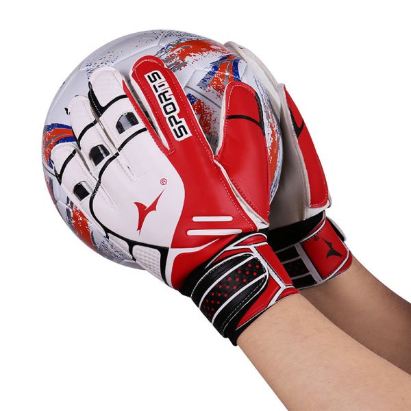 Fodbold målmandshandsker professionelt fingerbeskytter udstyr skridsikker træning slidbestandige handsker red adult size 10