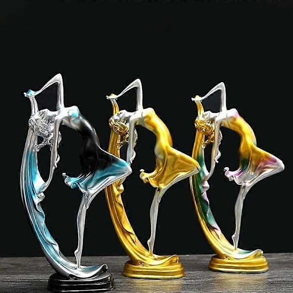 Kvinna Resin Figurin Matbordsdekoration Vacker Flicka Fin Staty Modern Heminredning Blå