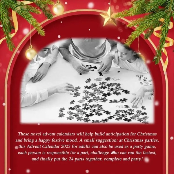 Julenedtællingskalenderpuslespil Juleadventspuslespil 1008 stk. 24 dages nedtælling til julepuslespil Julelegetøj