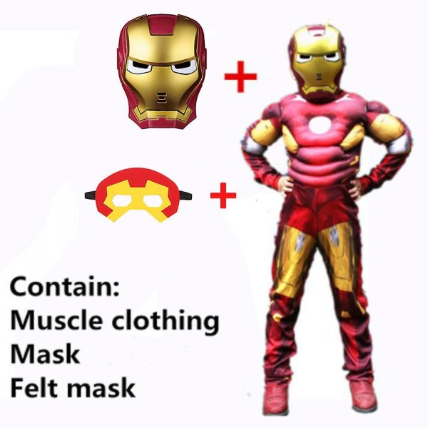 Barn Superhjälte Kostymer Spiderman Hulk Captain America Iron Man Halloween Kläder Flickor och pojkar Avengers Festklänning Hulk Set L