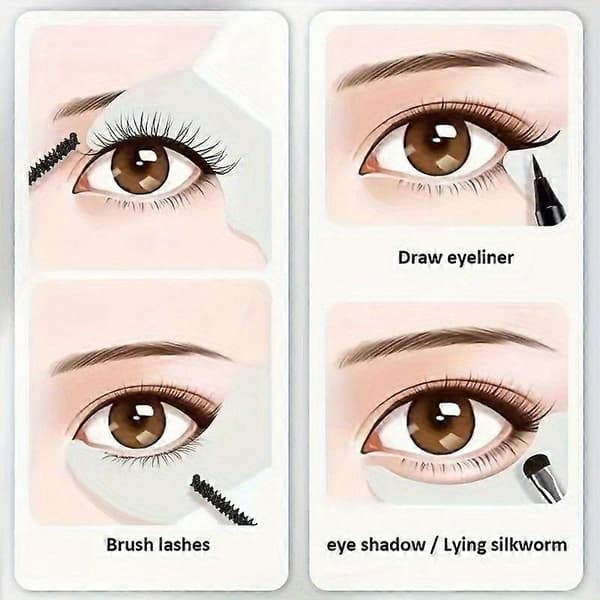 Multifunktionel Eyeliner- og Mascara-applikator med halvmåneformet guide til Yellow