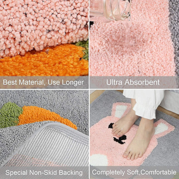 Tflycqbath Mat söpö suihkumatto, ylellinen Shaggy erittäin imukykyinen ja liukastumista estävä, konepestävä, sopii kylpyammeeseen, suihkuun ja kylpyhuoneeseen, Lovely Rabbit, 18"