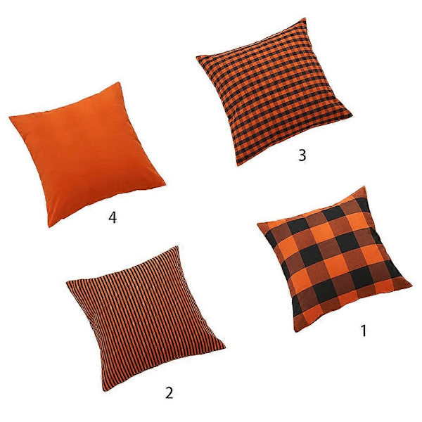 65x65cm Halloween Orange Svart Rutig Prydnadskudde Örngott Sovrum Soffa Kuddfodral Kramkudde Örngott Heminredning
