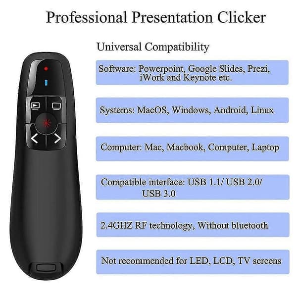 Presentation Clicker USB-pekare Trådlös Presentatör Fjärrkontroll Powerpoint Clicker