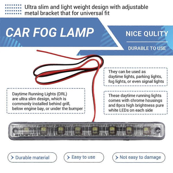 Nyeste 2 stk. Høj Kvalitet Super Hvide 8 LED Kørelys 12V DC Forlygte Universal parkering