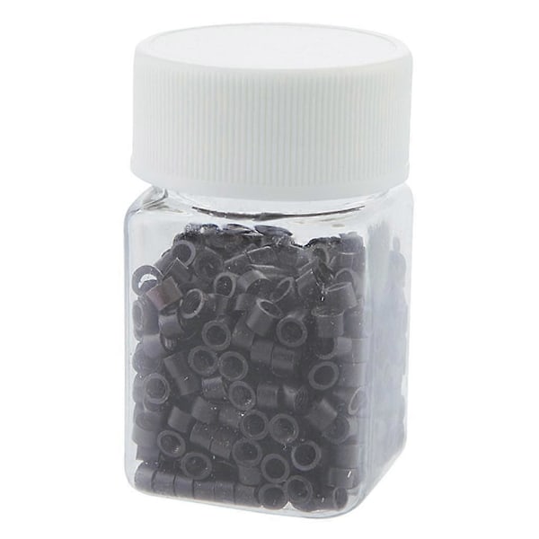 400 stk. Silikone Micro Ringe Krympeperler til Hår Extensions med Tip, Sort
