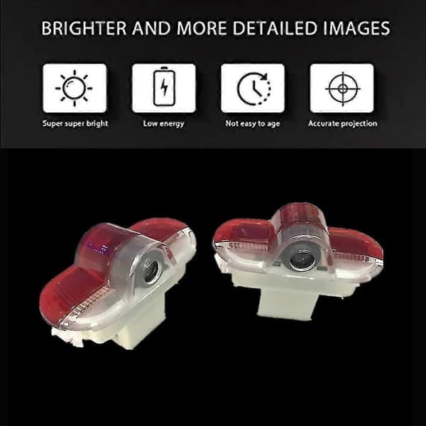 2 stk. Bildør Velkomstlys LED Ghost Shadow Projektorlampe Biltilbehør til Vrs Logo Octavia A5 (2006 - 2013) VRS