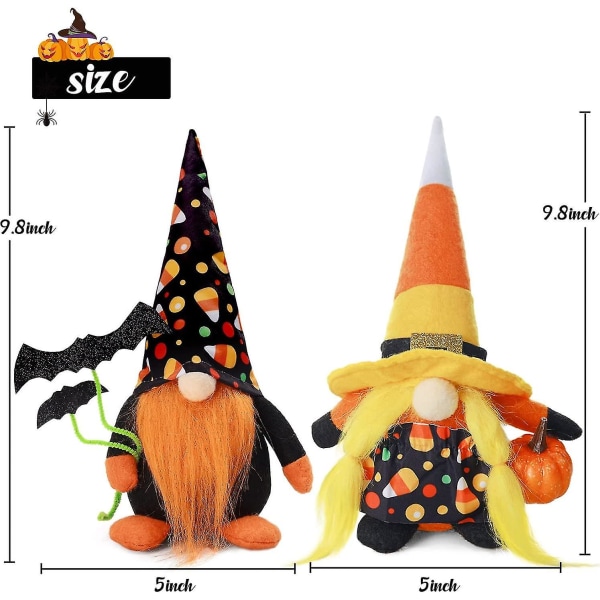 Halloween Gnomes Plysjdekorasjoner.2 Stk Høstnisser med gresskarpynt