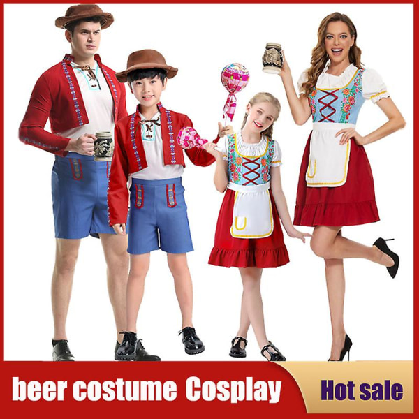 Tysk Oktoberfest kostume til voksne børn Bavarian National Beer Party Halloween Fancy Clubwear Cosplay Maid Wench Dirndl kjole Adult man L