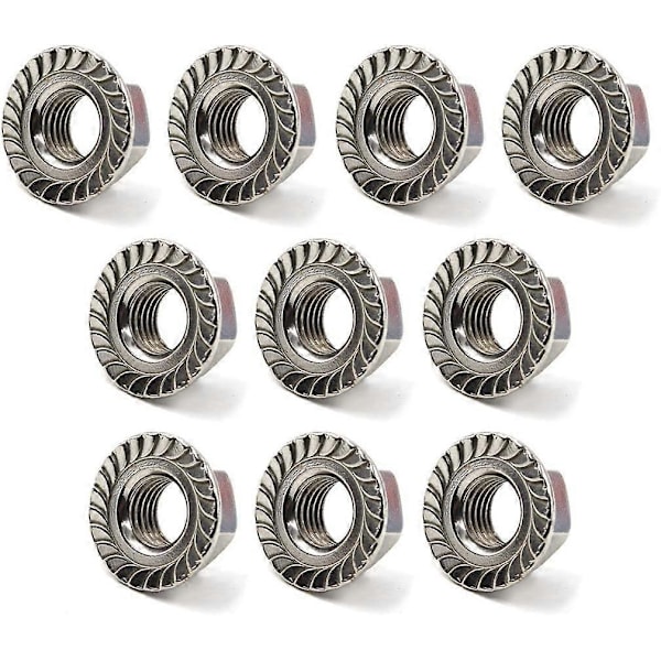 M12 Rostfria Flänsmuttrar Hex Låsmuttrar (10-pack)