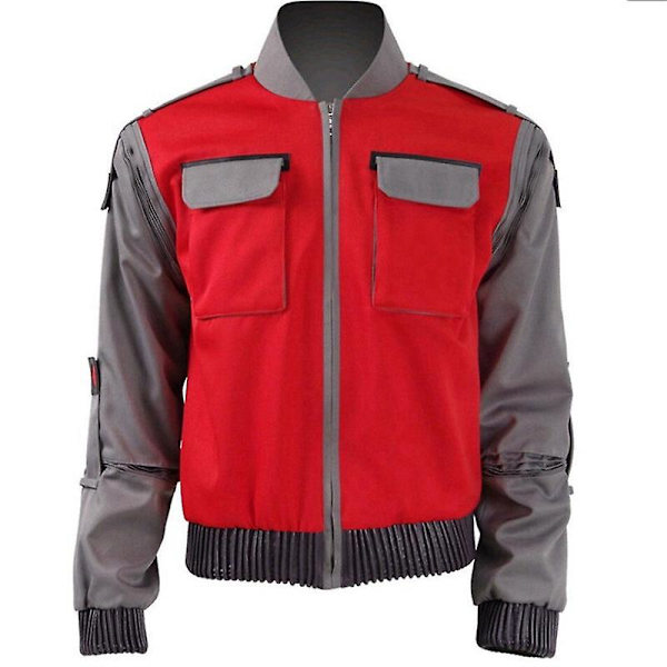 Cosdaddy-elokuva Takaisin tulevaisuuteen Cosplay Marty Mcfly Oranssi punainen takki aikuisten miesten Halloween-karnevaaliasu Red XXL