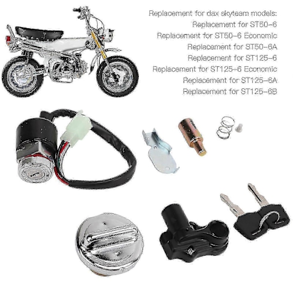 Sytytyskytkin, bensatankin kansi ja kypärälukko Dax Skyteam 50cc 125cc - Mukana 2 vara-avainta