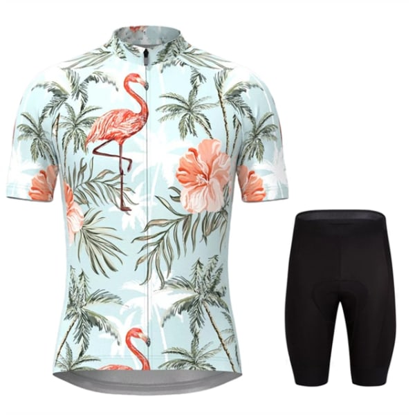 Mænd Hawaiian Tropical Flamingo Print Cykeltrøjesæt Kortærmede Cykeltøj MTB Ropa Ciclismo Bib Pant Cykeltøj 12 5XL