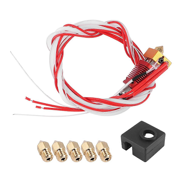 3D-skrivare Extruder Monterad Mk8 Hot End Kit För 3 / 3 Pro Med Aluminium Värmeblock, 1.75Mm, 0.4