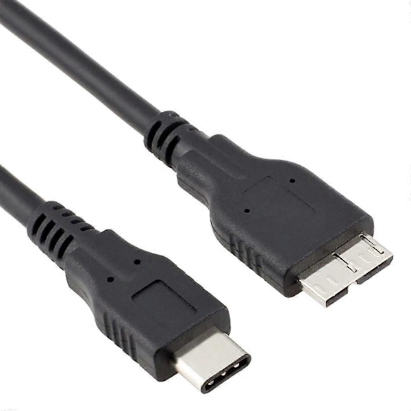 Universal Ekstern Harddisk Connector USB C 3.1 til Micro B Data Kabel 1m Sort