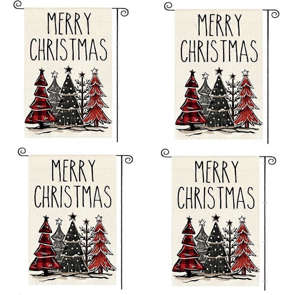 Julehaveflag Udendørs Havepynt Polyester Tre-lags Glædelig Jul Haveflag Sty
