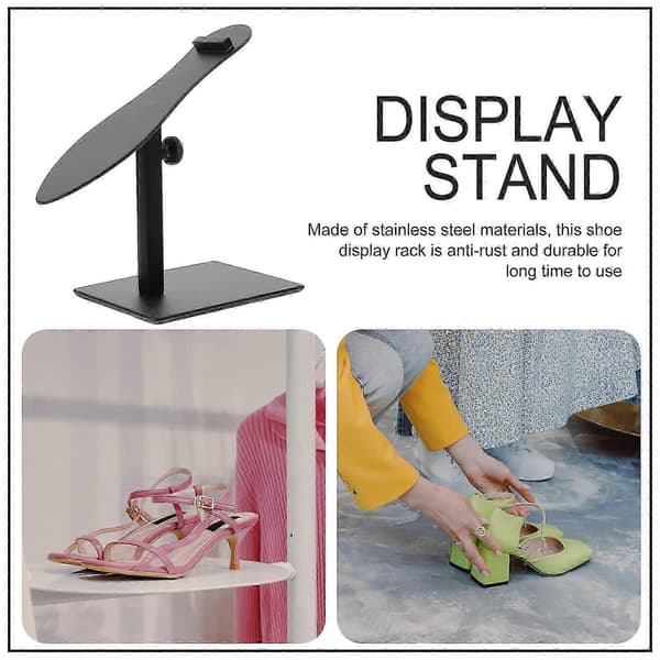 Sko-stativ i rustfrit stål, højdejusterbart sko-displaystativ, metalsko-displayreol til skobutik