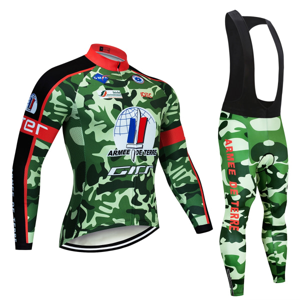 2023 Team Camouflage Cykeljakker 20D Pad Bukser Dragt Ropa Ciclismo Langærmet Cykel Maillot Culotte Cykeltrøje Cycling Clothing 3 4XL