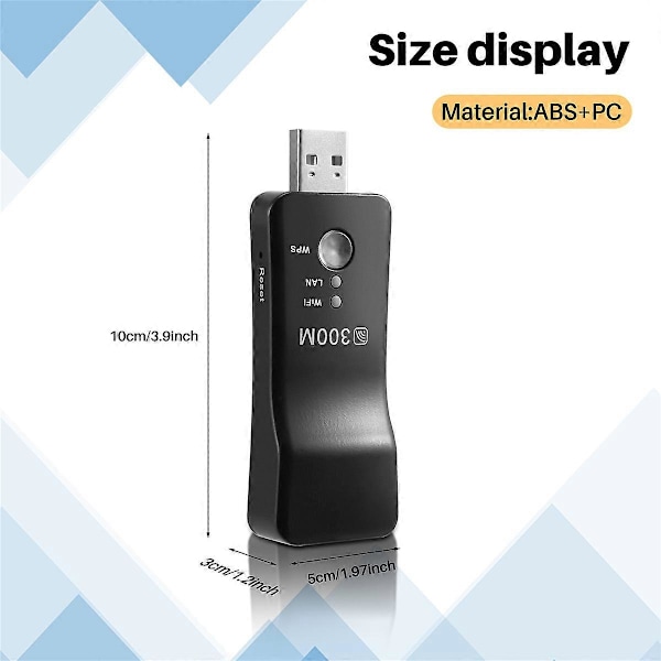 USB TV WiFi Dongel Adapter 300Mbps Universell Trådlös Mottagare RJ45 WPS Smart TV