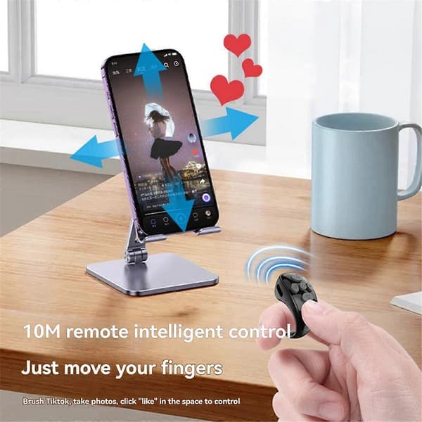 Ringkontroller E-bok Sidevender Fjernkontroll for Tiktok Svart