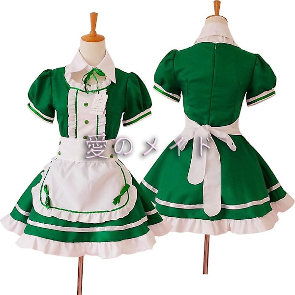 Sort Hvid Lolit Tjenestepigekjole Cosplay Restaurant Anime Performance Grønt Pulver Himmelblå Kvindepigekostumer Sjovt hjemme Black XXXXXL