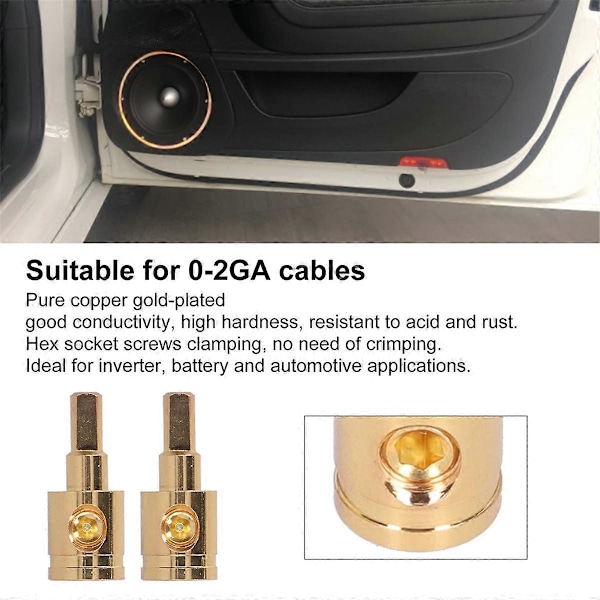 Virtajohdon supistin, 0GA puhdasta kuparia kullattu johdon supistinterminaali autostereovahvistimelle