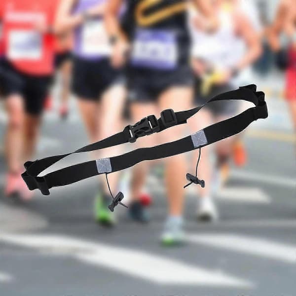Justerbart løpsnummerbelte Løpebelte Startnummerholder Slitesterk Bærbar Midjebelte Nattløping Triatlon Løpebelte