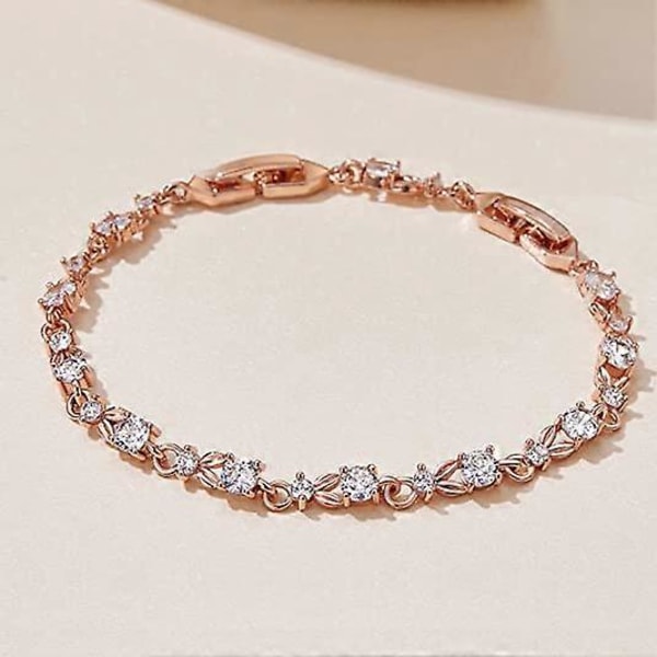 Luksuriøst Slankt Rosegullbelagt Armbånd med Glitrende 5 Stilers Cubic Zirkonia-steiner å Velge Mellom