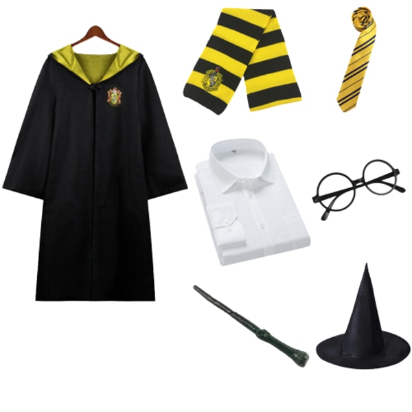 Halloween Harry Potter magisk kappe perifer cos kostyme ytelse kostyme sett Hufflepuff L