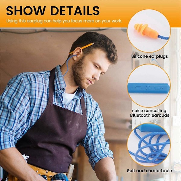 2 ST Hörlurar Bluetooth Öronproppar för Arbete, Hörselskydd, Ljudreducering, Byggarbetsplatser,