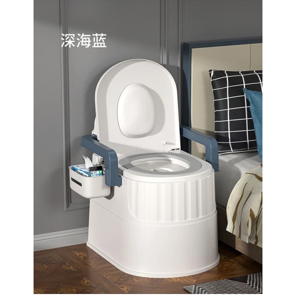Bärbar Toalett Toalett för äldre och gravida Hushållstoalett för äldre Toalett Handfat Mobil Camping Toalett Wc Blue